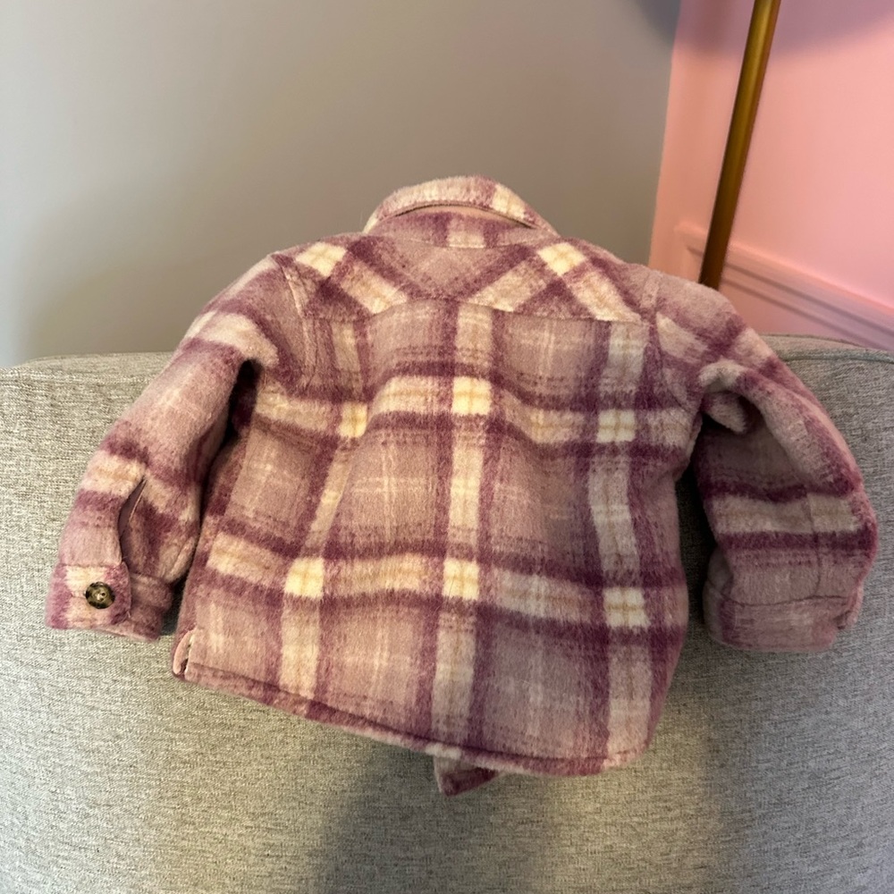 Carter’s girls 12mo Sherpa lined fleece plaid jacket